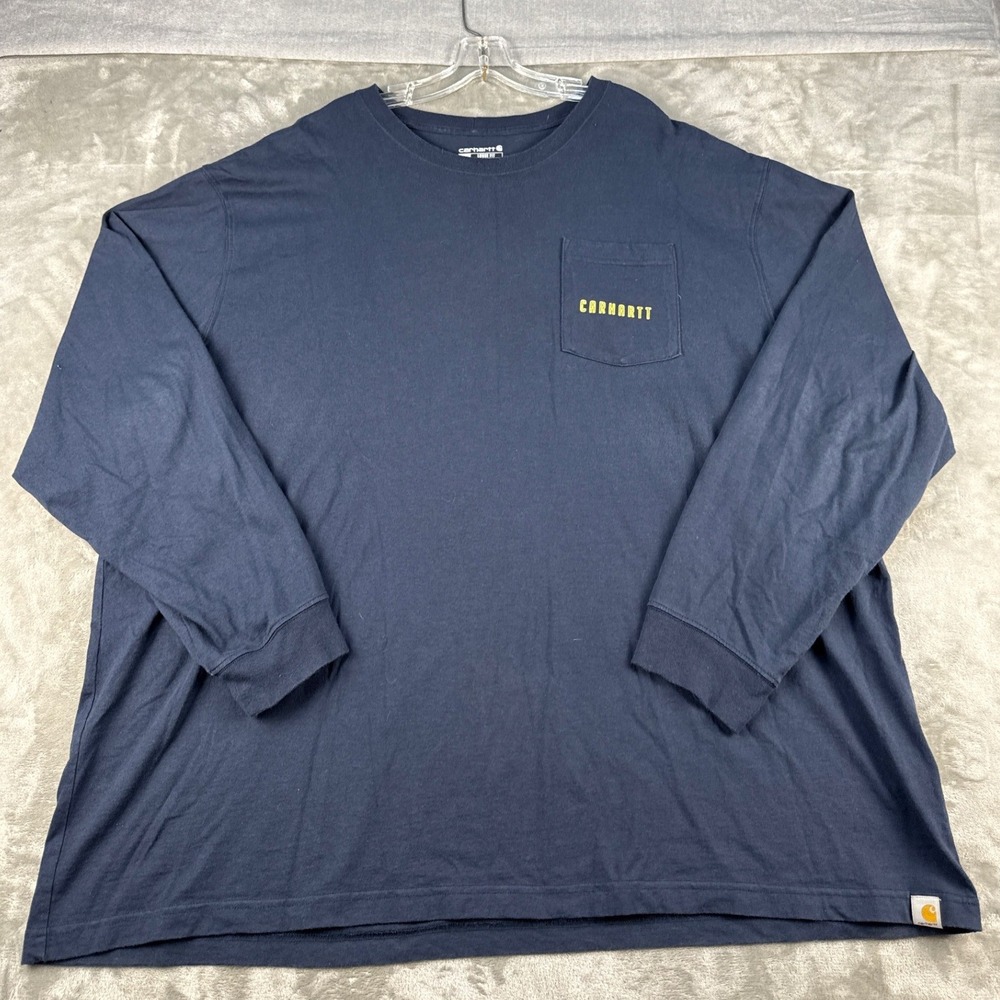 Carhartt T-Shirt Mens 3XL Loose Fit TK5426-M Navy Blue Graphic Pocket EUC
